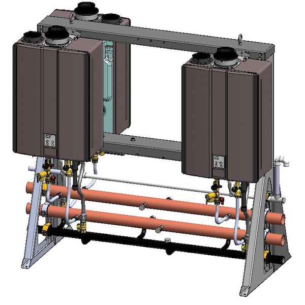 3-Unit Free Standing Rack, Back-To-Back, (On 6-Unit Frame)